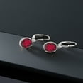 thumbnail image 4 of Gem Stone King 925 Sterling Silver Ruby Red Mystic Quartz Leverback Dangle Earrings for Women (3.60 Cttw, Gemstone Birthstone, Oval 9X7MM), 4 of 5