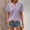Purple, variant on Women's Summer V-Neck Button Decor Casual Blouse, Solid Loose Lightweight Breathable Short Sleeve Top Black S