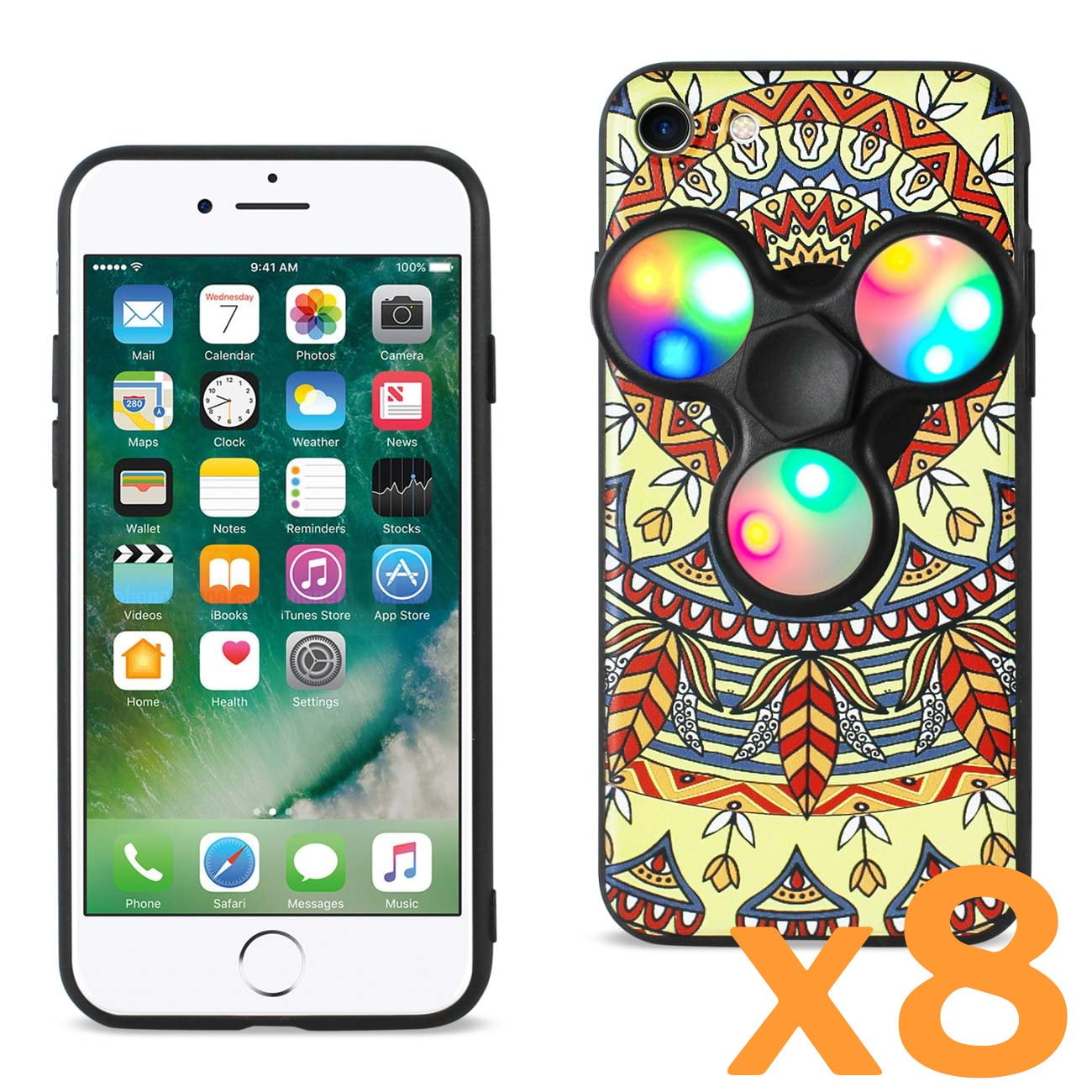 8 X Iphone 7 8 Se2 Case Design The Inspiration Of Terre Case With Led Fidget Spinner Clip On In Saffron For Use With Apple Iphone 7 8 Se2 8 Pack Walmart Com Walmart Com