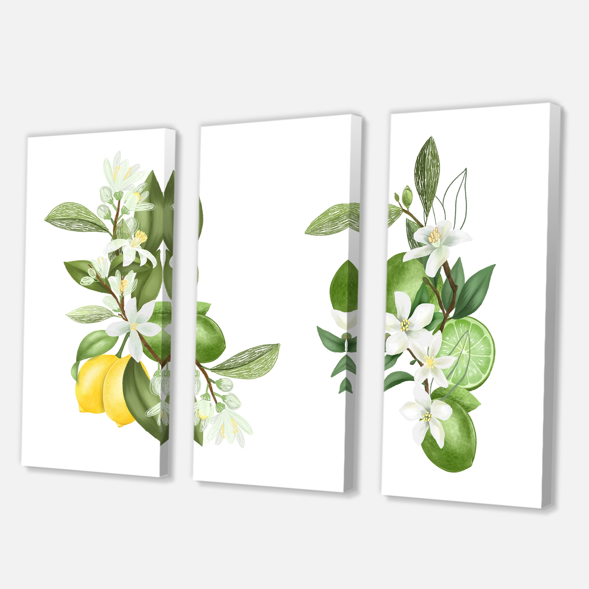 Designart ' Bouquets Of Blooming Lemon Tree Branches on White ' Traditional Canvas Wall Art Print