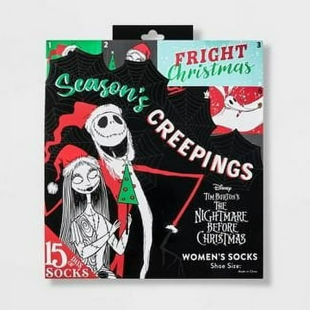 Nightmare Before Christmas Womens Socks, 15 Days of Socks, Advent Calendar, Womens Size 4-10