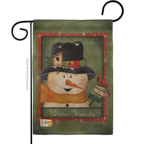 Breeze Decor BD-WT-G-114092-IP-DB-D-US12-PL 13 x 18.5 in. Winter Friends Burlap Wonderland Impressions Decorative Vertical Double Sided Garden Flag