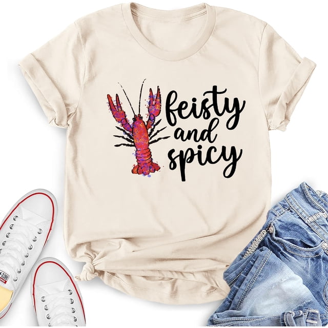 Camiseta YZMI Crawfish para mujer Louisiana Crawfish Boil Apricot