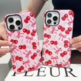 thumbnail image 4 of Branple Compatible Con Iphone 13 Pro Max Caso Lindo Patrón De Lazo De Cereza Rosa Con Tpu Suave Delgado A Prueba De Golpes Y Cubierta Protectora De Pc Dura Para Mujer Diseñado Para Iphone 13 Pro Max C, 4 of 5
