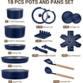 thumbnail image 7 of 18-Piece Ceramic Cookware Set Non-Stick Detachable Handles Navy Blue, 7 of 7