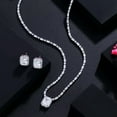 thumbnail image 7 of Square Cut Baguette CZ Round Light Blue Necklace Set for Women Banquet Jewelry, 7 of 7