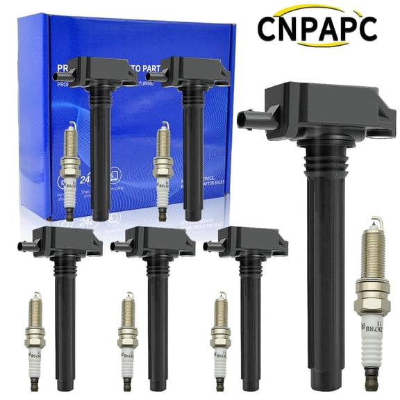 6PCS Ignition Coil & Iridium Spark Plug For Chrysler Dodge Jeep Ram UF648 0221504032, 05149168AI, 2505484816,55000827AB pecific Fitment