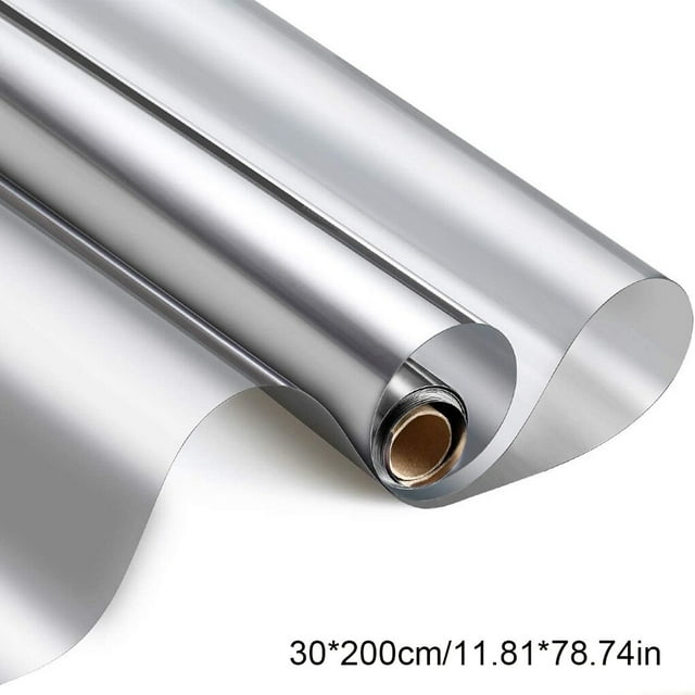 Window Film Privacy Reflective Mirror Film Privacy Window Film Privacy Window Film Removable Heat Insulation Stick, Silver, 30CM x 200CM