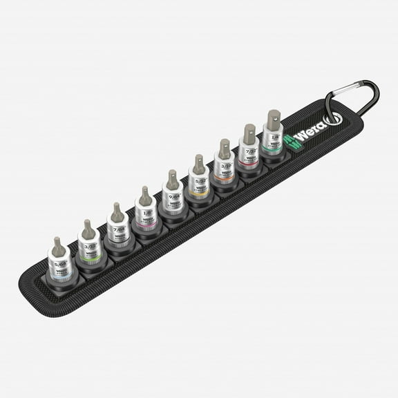 Wera 003884 Belt A Zyklop In-Hex-Plus Bit Socket Set, 1/4" Drive, 9 Pieces - with Holding Function - Imperial