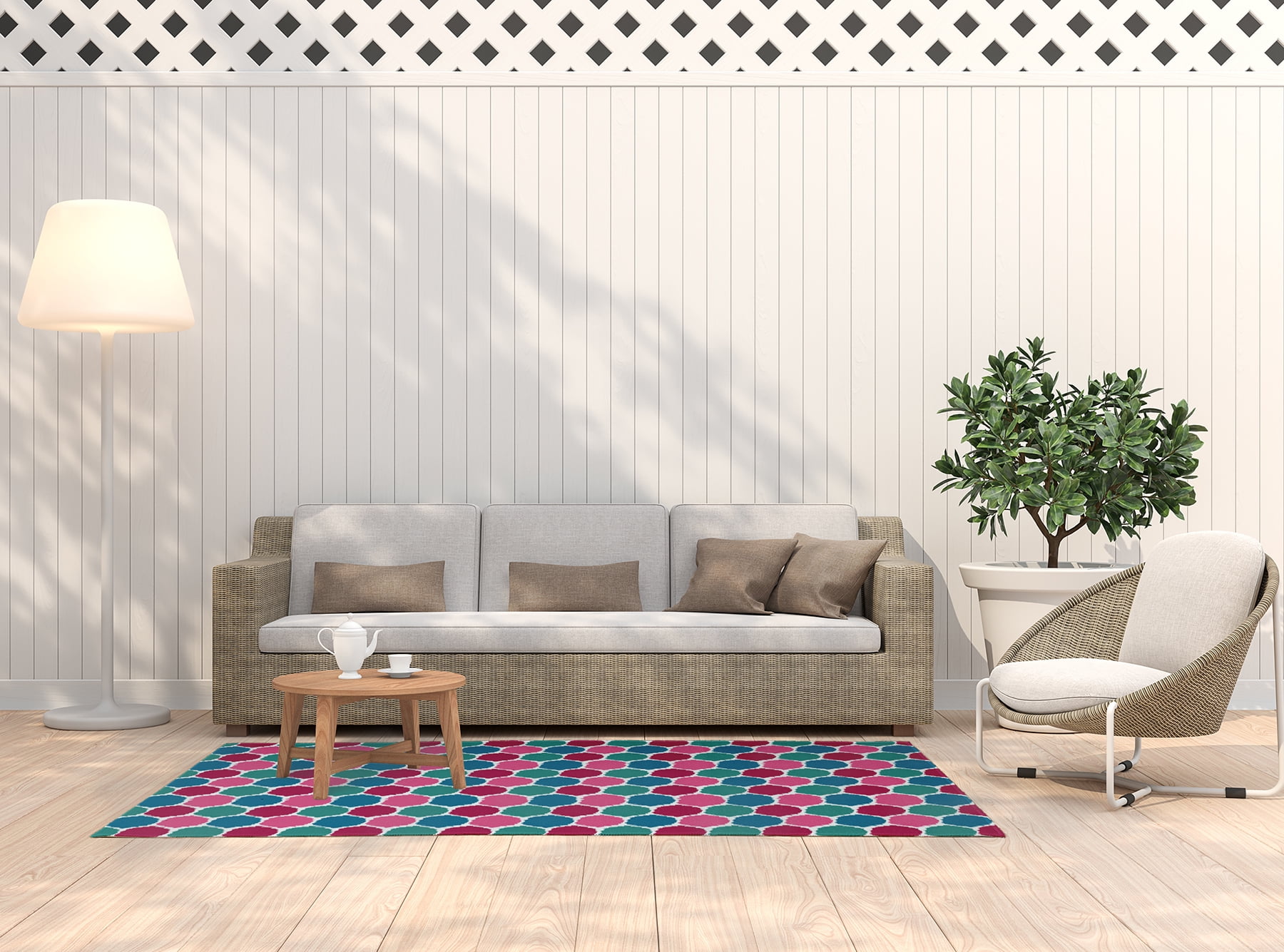 Simply Daisy 4' x 6' Fuschia Geometric Indoor/outdoor Rug