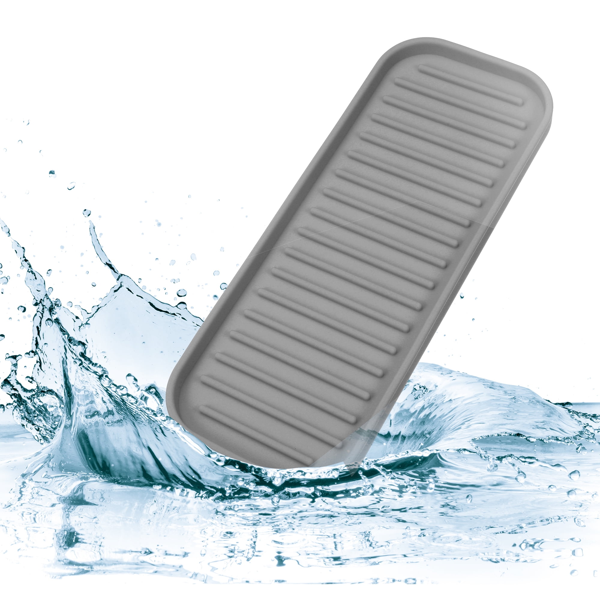 Unique Bargains Soap Dish Keep Soap Dry for Bathroom Kitchen Silicone Dark Gray 23x9cm