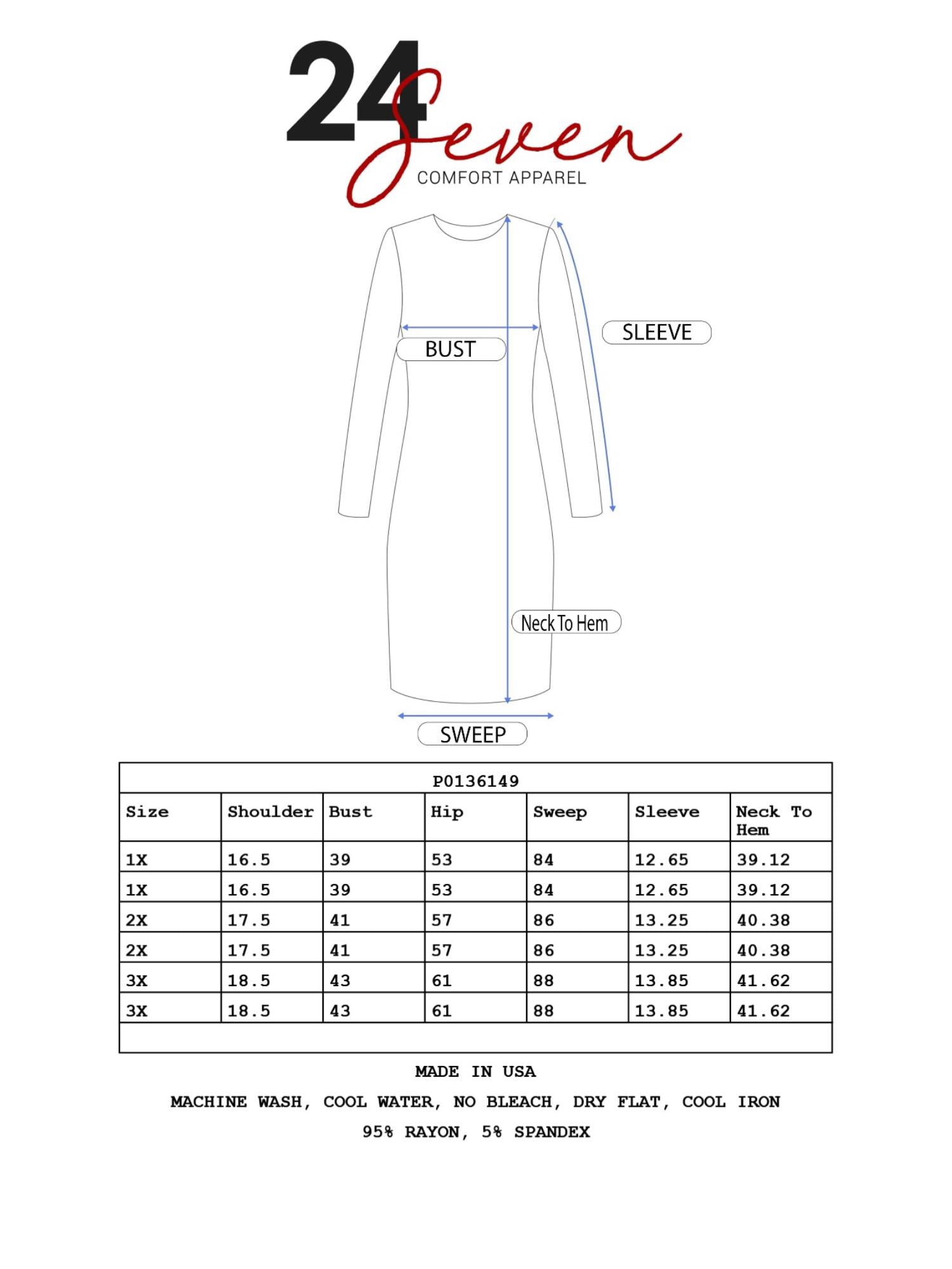24/7 Comfort Apparel Women's Plus Size Knee Length Pocket T Shirt Dress