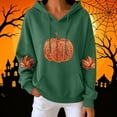 thumbnail image 5 of FchengtaiS Fall Pumpkin Printed Hoodies for Women Long Sleeve Fleece Sweatshirt Halloween Thanksgiving Pullovers Tops, 5 of 6