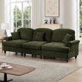 thumbnail image 4 of Elegant Mid Century Large 3 Seater Sofa with Removable Ruffled Skirts and Flared Arms, Comfy Chenille Fabric Couch with Spindle Legs for Living Room, Green, 4 of 9
