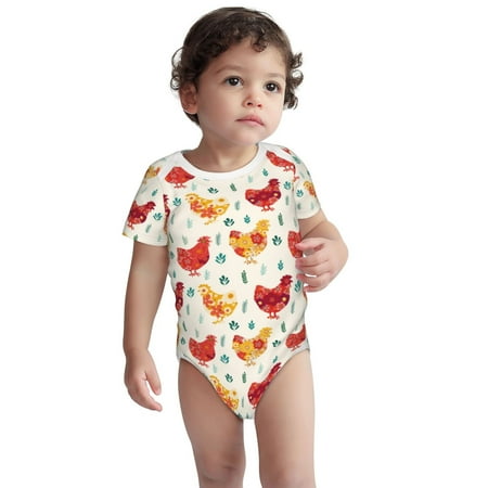 

Fotbe Flower Chicken Pattern Unisex-baby Short-sleeve Bodysuit Short Sleeve Bodysuits One-piece 100% Organic Cotton for Infant Baby Boys Unisex-18 Months