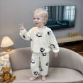thumbnail image 2 of AJIWYH 2 Piece Toddler Boys Girls' Winter Pajama Set Warm Matching Sleepwear Set Tops+Pants,Fuzzy Pajama Pants White,6-7 Years, 2 of 3