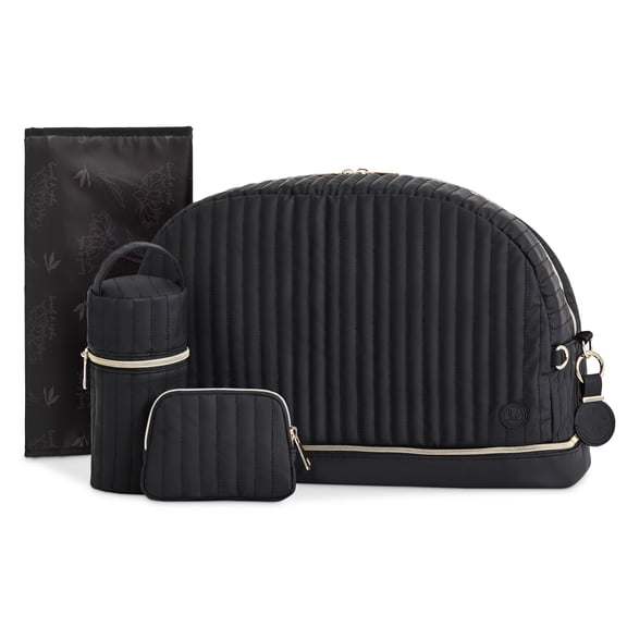 Hannah & Sophia Weekender 5pc Diaper Bag Set, Midnight Black