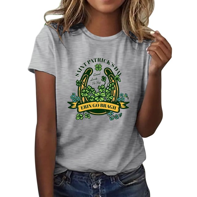 YDLCAFD T-Shirts Col en V pour Femmes Packs Mode Décontractée Imprimé Col Rond Manches Courtes Pull T-Shirt