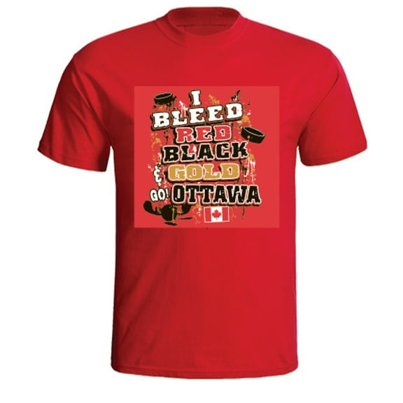 Ottawa Hockey "I Bleed Red Black & Gold - Go Ottawa!" Red Tshirt