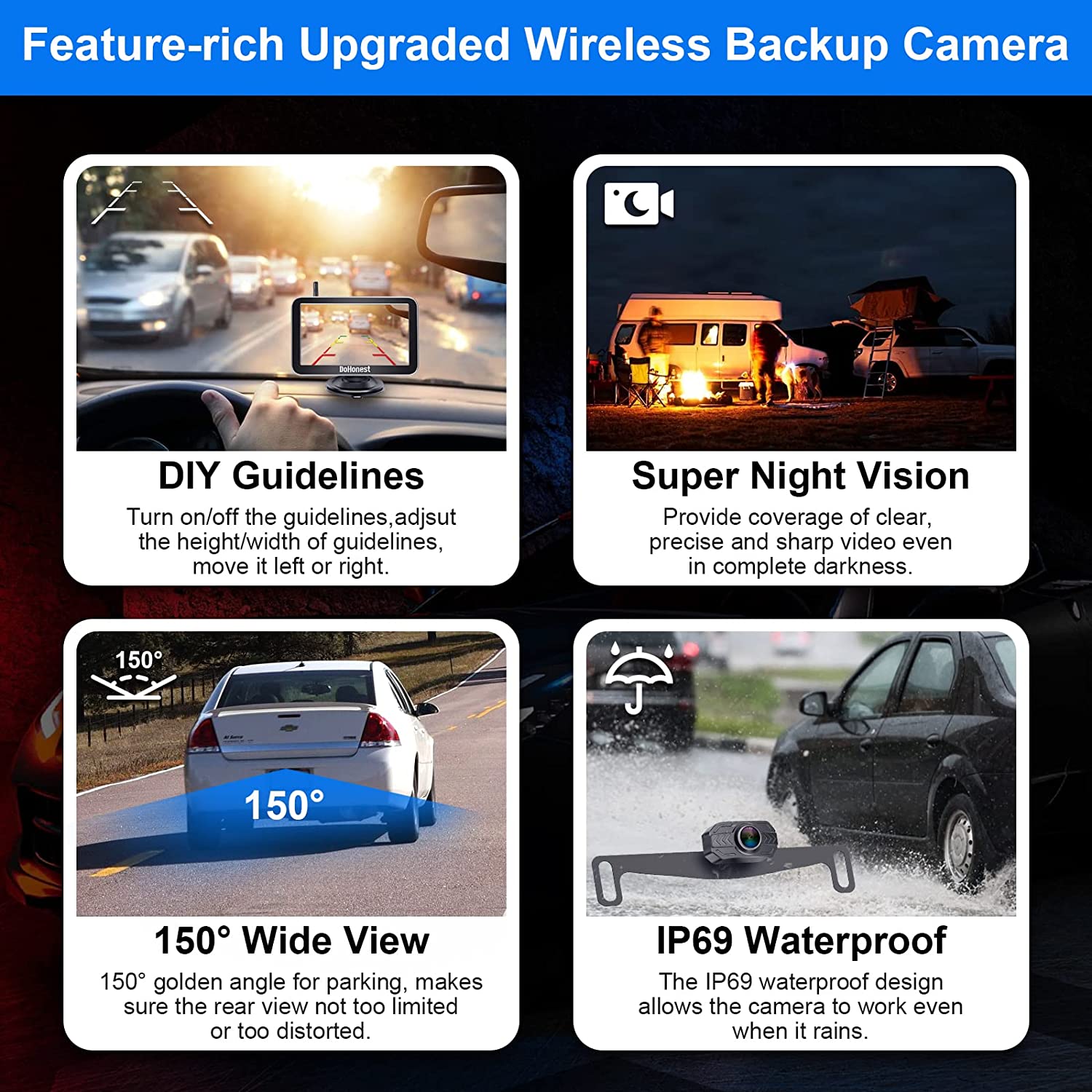 Van Rear Camera Wireless Reversing Camera Wireless Van Backup Camera Kit, Hodozzy 10.1 ...