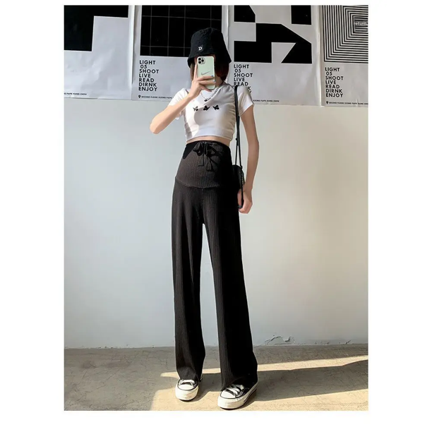 Pantalones de maternidad con parte inferior acampanada, ropa de embarazo de pierna recta holgada informal de estilo fino de verano para madres esperando
