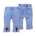 thumbnail image 2 of Esaierr Baby Girls Denim Bell Bottom Jeans Vintage 1-6 Years Toddler Kid Flare Pants Jeans Little Bottoms Leggings Pants, 2 of 10