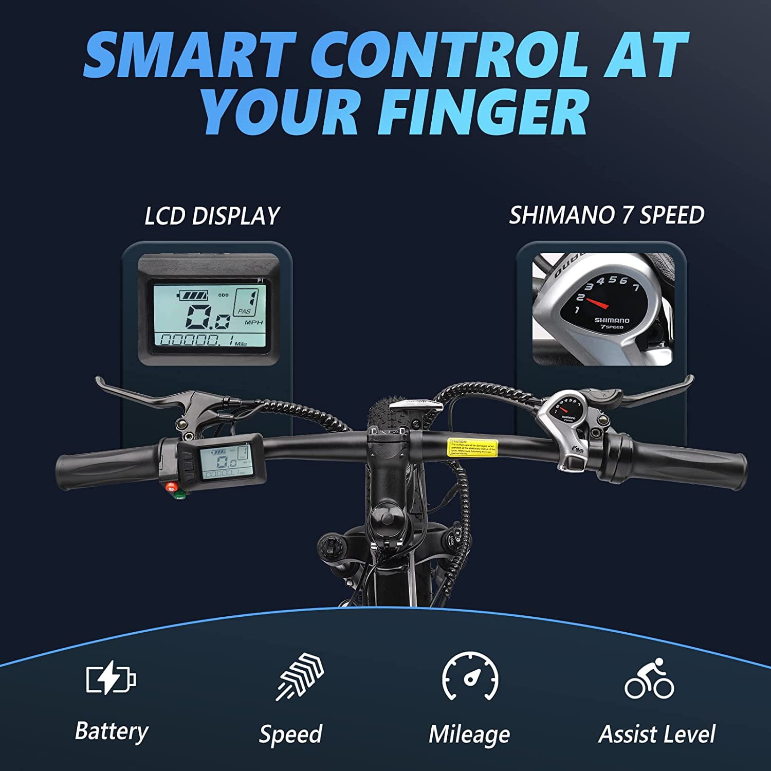 PEXMOR Electric Bike for Adult, 26" Fat Tire Adult Ebike Electric Bicycle 500W 48V 13AH Removable Battery, 20MPH Electric Mountain Bike Snow Beach E-Bike Suspension Fork Shimano 7 Speed
