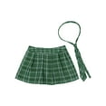 thumbnail image 4 of Haitryli Womens Plaid Pleated Mini Skater Skirt with Necktie High Waisted Skirt Outfits Green M, 4 of 7