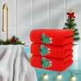 thumbnail image 4 of Lilgiuy 3Pcs Christmas Cotton Hand Towels Xmas Santa Reindeer Pattern Bathroom Towels Quick Dry Dish Towels for Holiday Kitchen Drying Cleaning Cooking Gift, 29.53x13.78 in, Red, 4 of 6