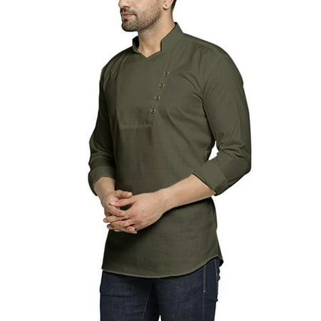shirts kurta incerun formal skinny tops casual sleeve mens shirt