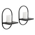 thumbnail image 1 of Kate and Laurel Olav Modern Sophisticated Two-Piece Floating Shelf Set, 8 x 13 x 6, Black, Contemporary Capsule Wall Sconces Set of 2 for Sleek, Bold Home Wall Decor, 1 of 8