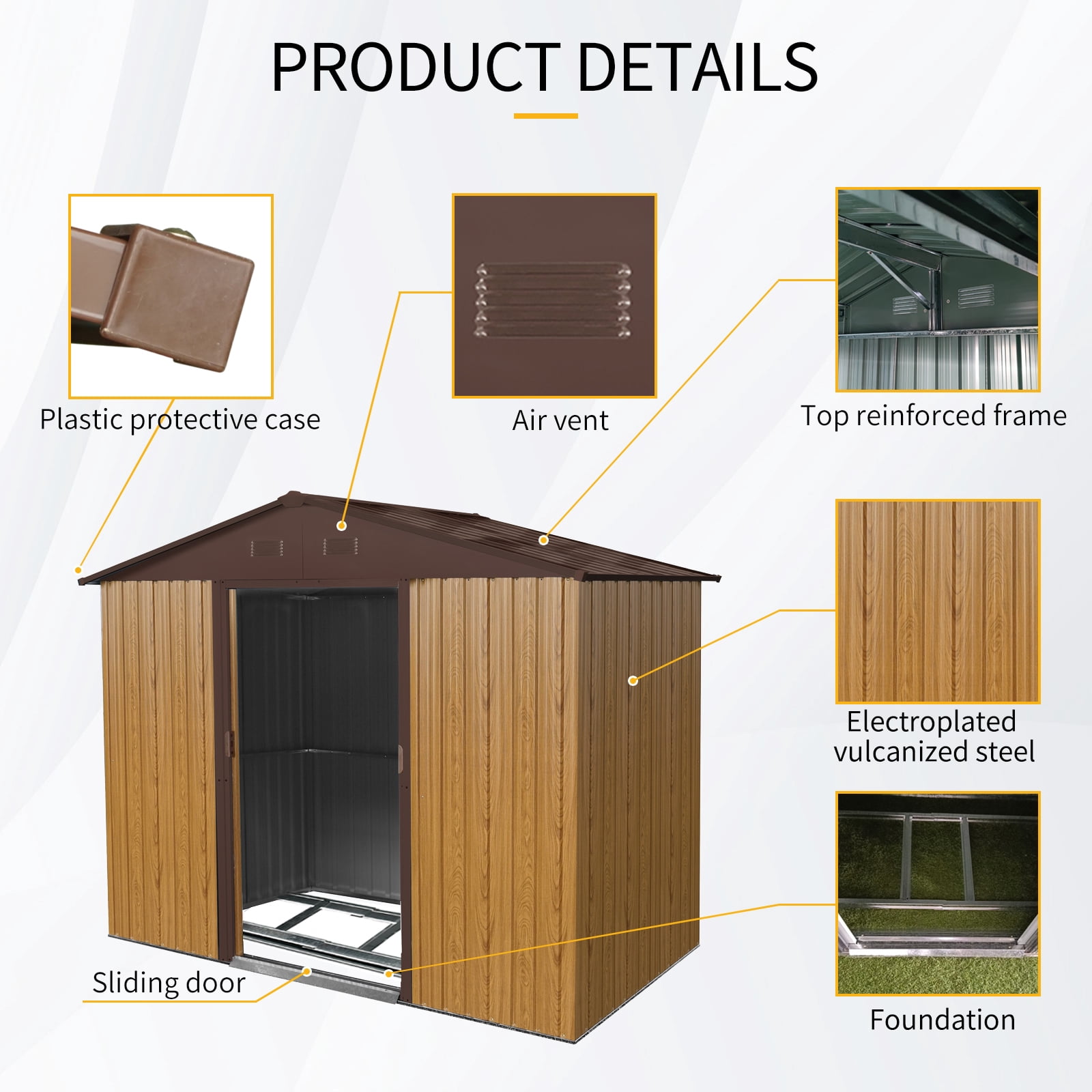 Alvantor 8 x 4 FT Outdoor Storage Shed Metal Garden Shed with Sliding Door and foundation for Backyard, Garden, White