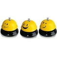 thumbnail image 3 of 3 Pieces Desk Bell for Service, Smile Face Call Bell, Desk Bell 3 Inch Diameter, Call Bells with Metal Anti-Rust Construction,Front Desk Bell for Hotel, Restaurant, Office, Schools (Yellow), 3 of 5