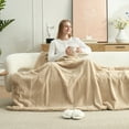 thumbnail image 4 of Amelie Home Striped Faux Fur Throw – Soft Fluffy Blanket for Couch or Bed, 4 of 5