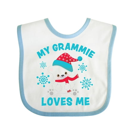 

Inktastic Polar Bear My Grammie Loves Me in Santa Hat with Snowflakes Gift Baby Boy or Baby Girl Bib