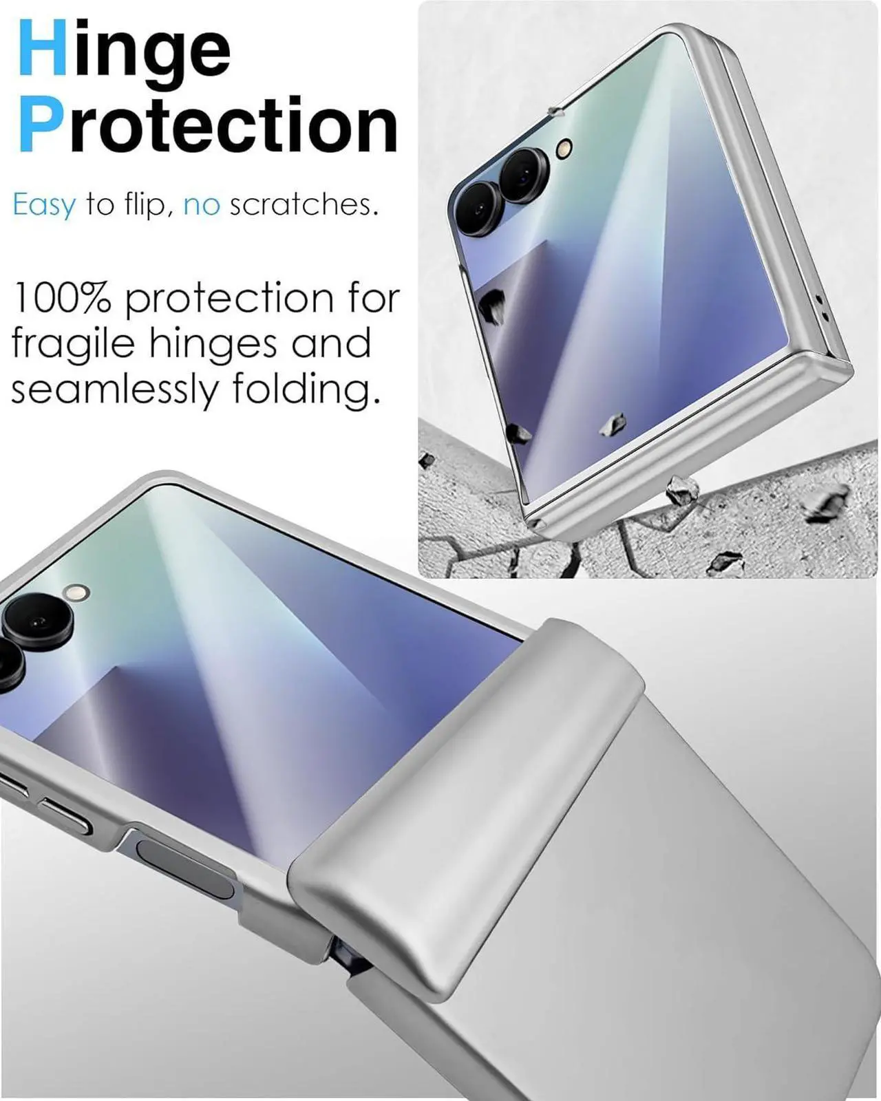 Case for Samsung Galaxy Z Flip 7, Hinge Protection, Built-in Screen Protector, Wireless Charging, Shockproof, Slim Rugged Phone Protective Case for Galaxy Z Flip 7