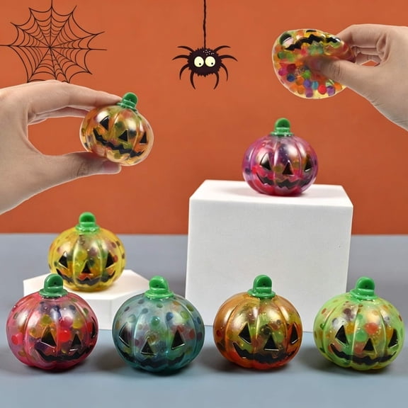 Halloween Pumpkin Stress Balls for Adults, Squishies Toys Mini Relief Balls with Bags Halloween Party Favors Toys for School Carnival Rewards Halloween Thanksgiving Party Decoration Supplies