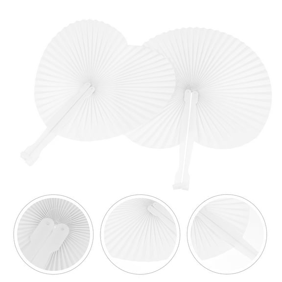 MERRYHAPY 20-Pack White Folding Paper Fans for Decoration, Painting, Handheld Craft Fans for Parties and Events