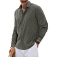 thumbnail image 2 of Thrilos Mens Dress Shirts Long Sleeve Tops Button Up Work Shirts Casual Linen Shirt for Men, 2 of 7