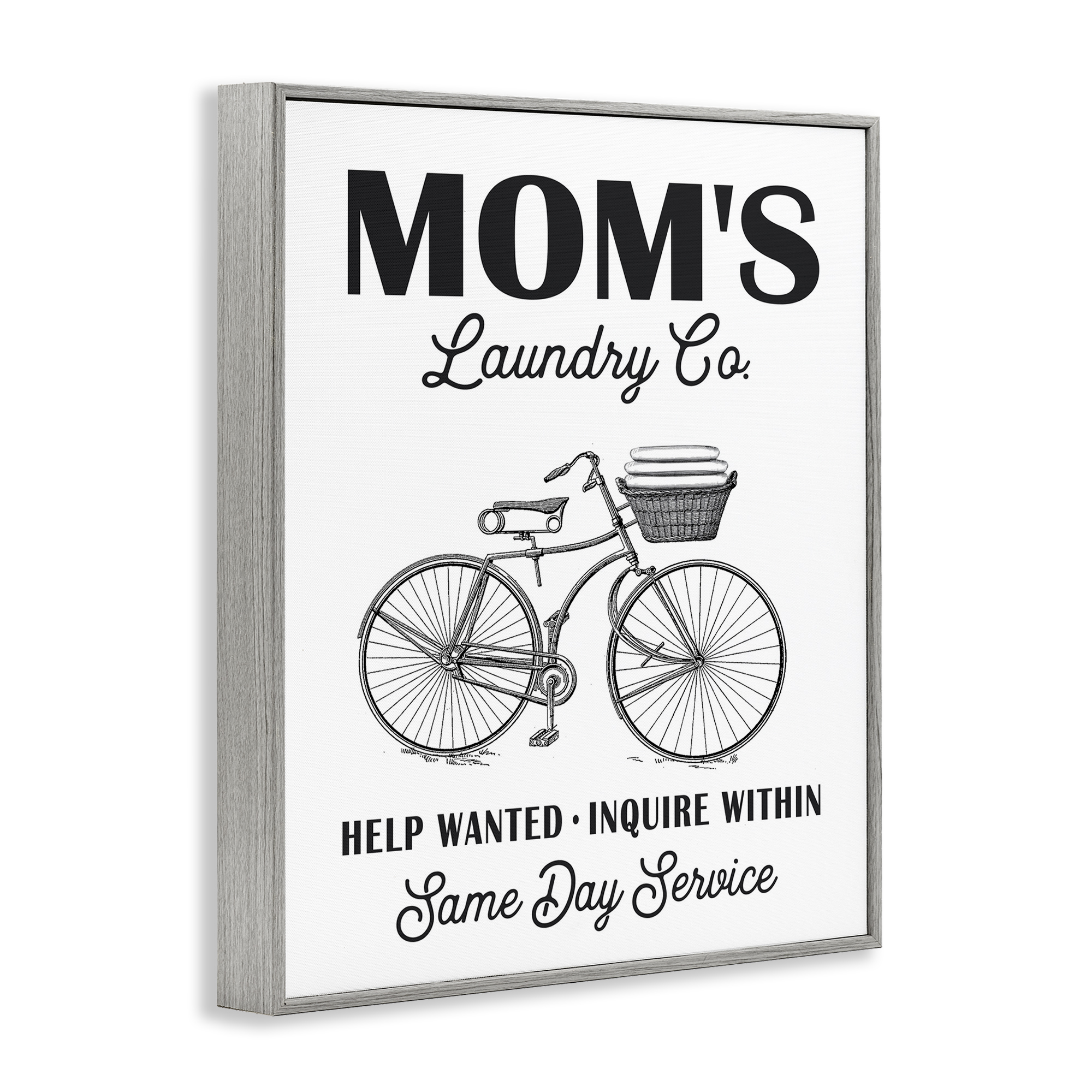 Stupell Industries Mom's Laundry Co Typography Painting Gray Framed Art Print Wall Art, 11 x 14