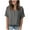 Gray, variant on CHUMUD Women Short Sleeve Tops Button Down Shirts Loose Collared V Neck Tunics Summer Work Casual Business Blouses