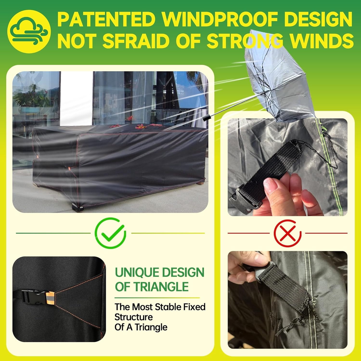 Heavy Duty Waterproof Rectangular Patio Furniture Set Cover Weatherproof Outdoor Sectional Sofa Couch Garden Dining Table Chair Protector