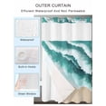 thumbnail image 2 of No Hook Cloth Fabric Shower Curtain with Snap in Liner, Teal Waves Coastal Waterproof Shower Curtains Set with See Through Top Window, Summer Beach Nautical Ocean Sea Bath Curtains Shower 36"x78", 2 of 6
