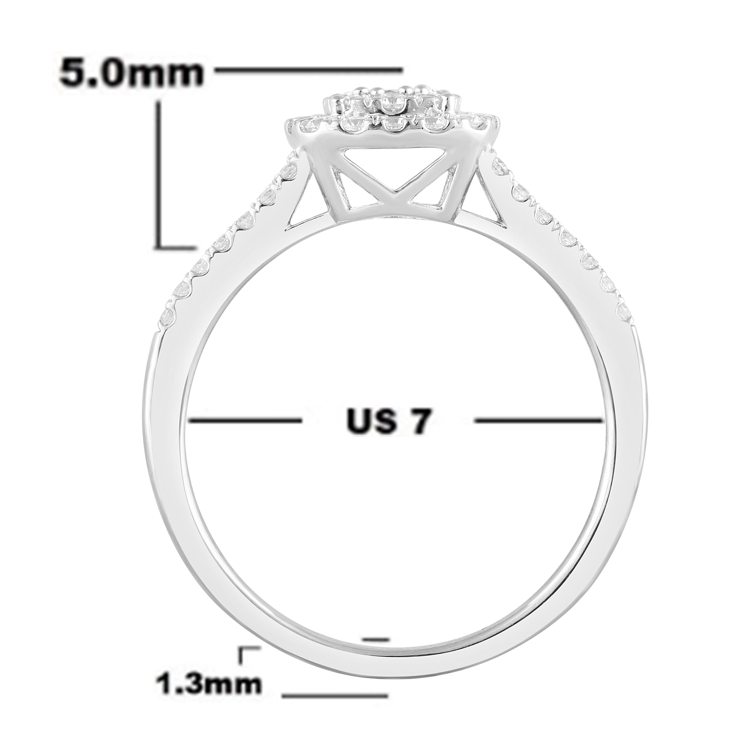 Unique Moments 1/2 Ct Lab-Grown Diamonds Split Shank Halo Ring in Sterling Silver for Women (J-SI-I1)