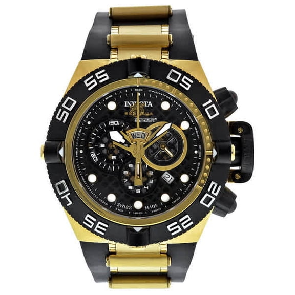 Invicta Men's 6583 Subaqua Chrono Black Polyurethane 18K Gp Ss Black Dial Watch