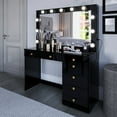 thumbnail image 5 of Ember Interiors Nadia Makeup Vanity with Lights, 7 Drawers, Power Outlet, Gold Knobs, Black, 5 of 7
