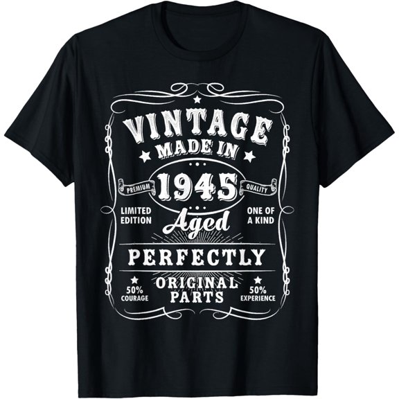Simple Fit Vintage 80 Birthday Decorations Men 80Yr 1945 80Th Birthday T-Shirt All Size S-5Xl