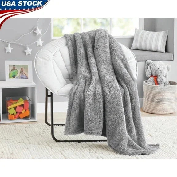 Kids Oversized Fuzzy Throw Blanket Soft Cozy Eco-Friendly Faux Fur 72X50 Inches