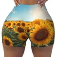 thumbnail image 2 of Fuzoiu Sunlit Sunflower Field Print Women's Workout Shorts,Workout Biker Shorts Women,Exercise Fitness Shorts,Scrunch Short, Athletic Shorts for Gym Yoga Running Sport Active-Medium, 2 of 8