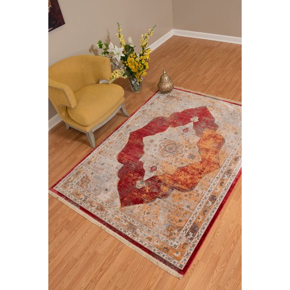 United Weavers Ashford Monegasque Distressed Garnet Polyester Area Rug or Runner